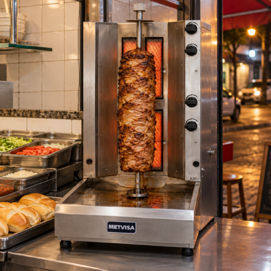 Assador Churrasco Grego Elétrico 4 Queimadores 220v Metvisa