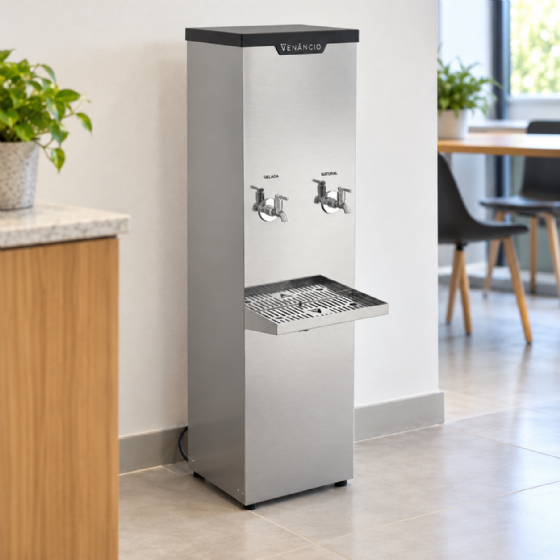 Bebedouro Industrial de Coluna 1 Gelada 1 Natural Inox 25 Litros 220v Venâncio