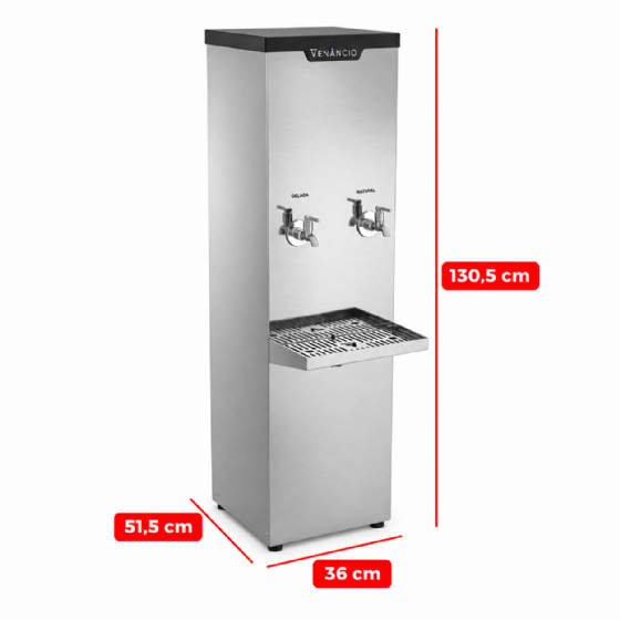 Bebedouro Industrial de Coluna 1 Gelada 1 Natural Inox 25 Litros 220v Venâncio
