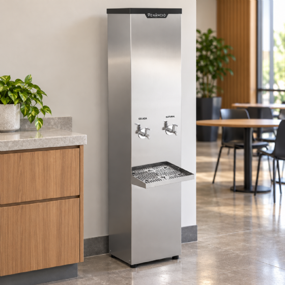 Bebedouro Industrial de Coluna 1 Gelada 1 Natural Inox 50 Litros 220v Venâncio