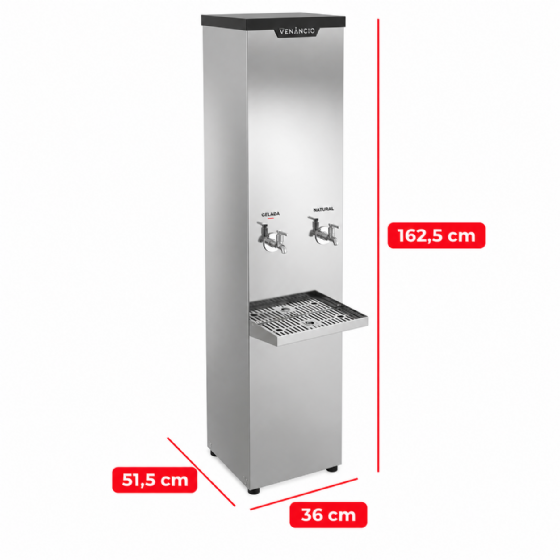Bebedouro Industrial de Coluna 1 Gelada 1 Natural Inox 50 Litros 220v Venâncio