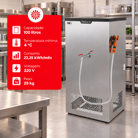 Recipiente Refrigerado Dosador de Água 100 Litros 220v Venâncio