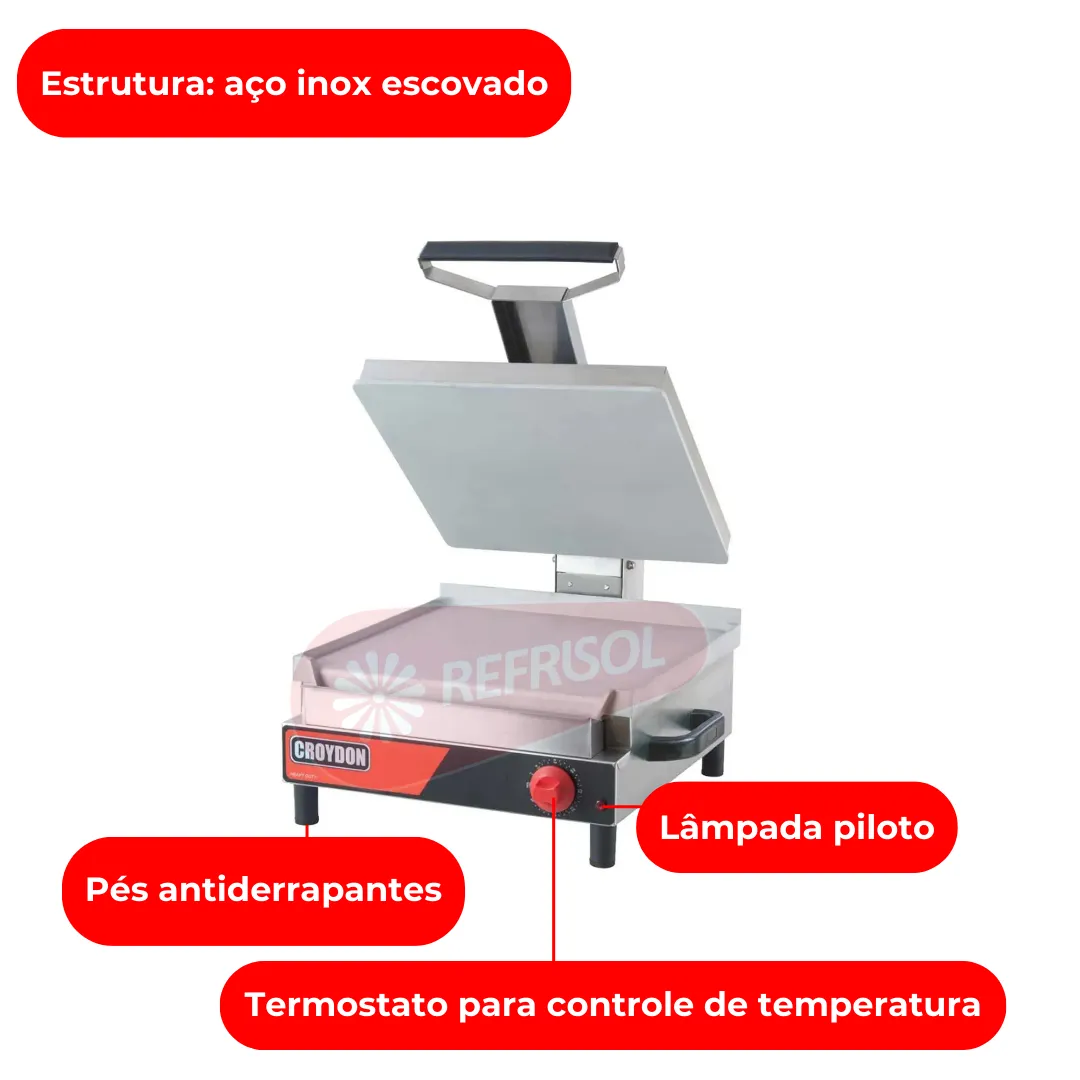 Chapa Sanduicheira Elétrica Gigante SSGL 220v Croydon