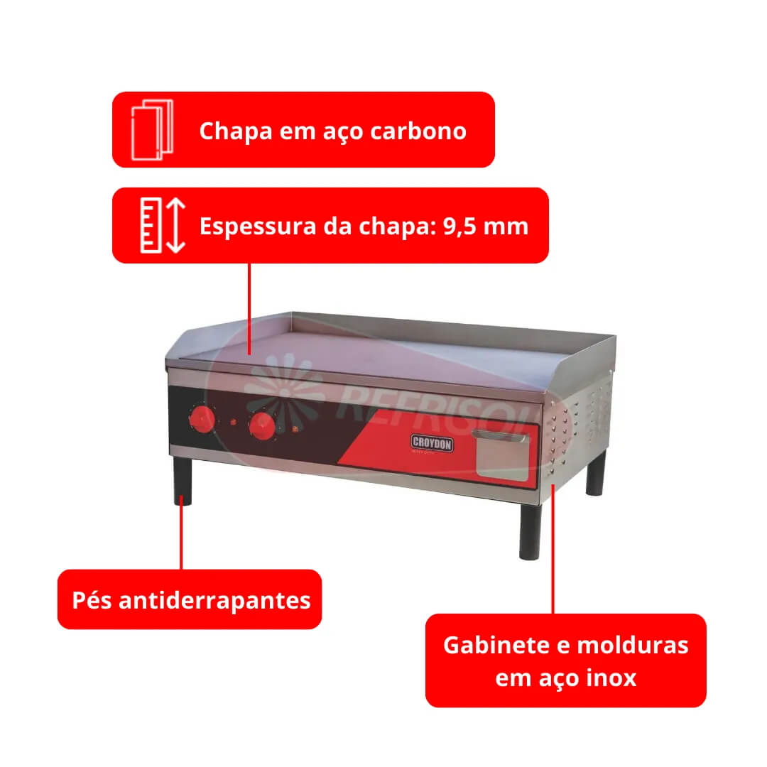 Chapa Churrasqueira Elétrica 80 cm CE08 220v Croydon