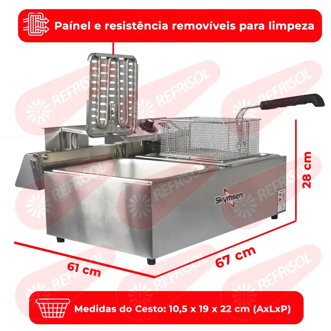Fritadeira Elétrica 2 Cubas de 5 Litros FED-20-N Inox 220v Skymsen