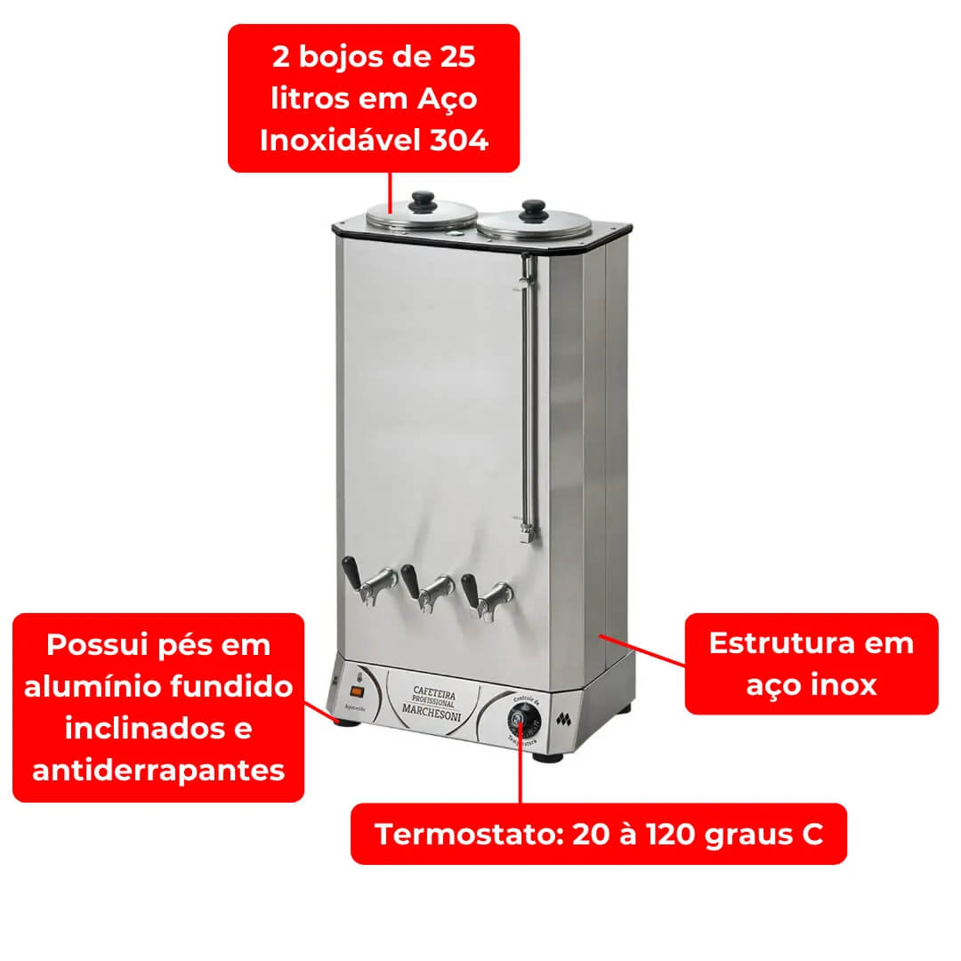Cafeteira Elétrica Profissional 50 Litros 220v Marchesoni