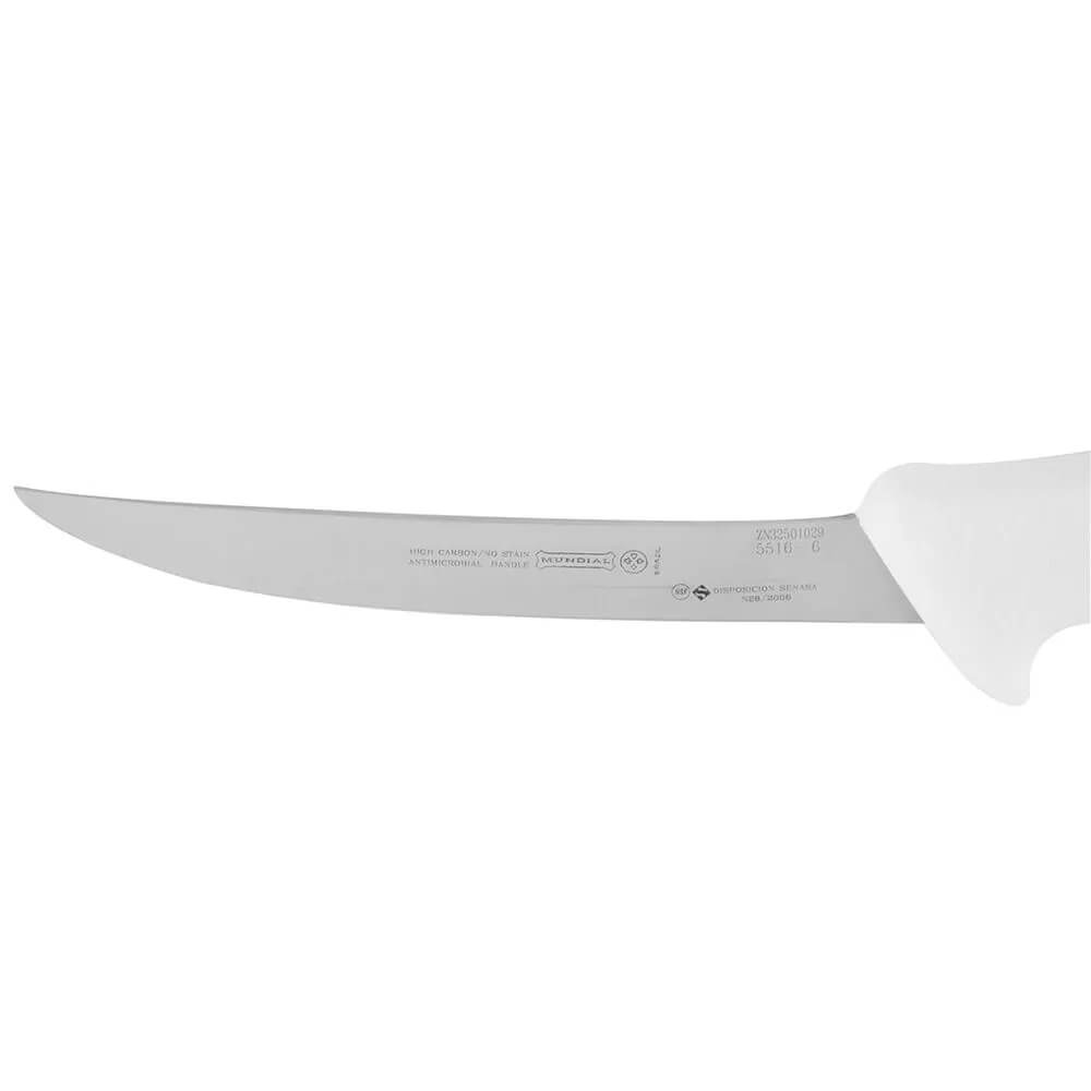 Faca Desossa Inox Lâmina Curva Cabo Branco Profissional Hercules Mundial 6"