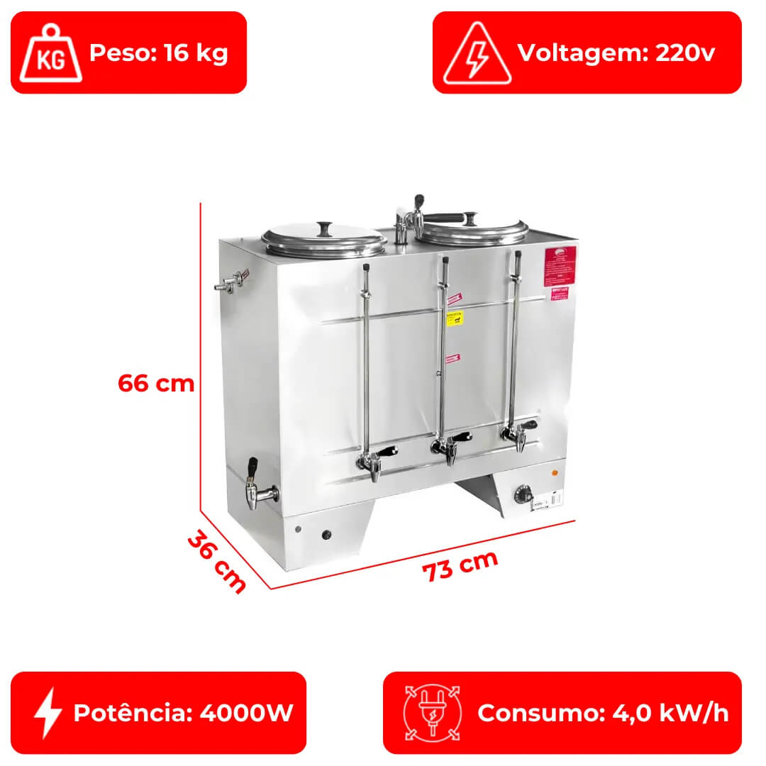Cafeteira Elétrica Industrial Semiautomática 20 Litros CPA 20 220v Consercaf