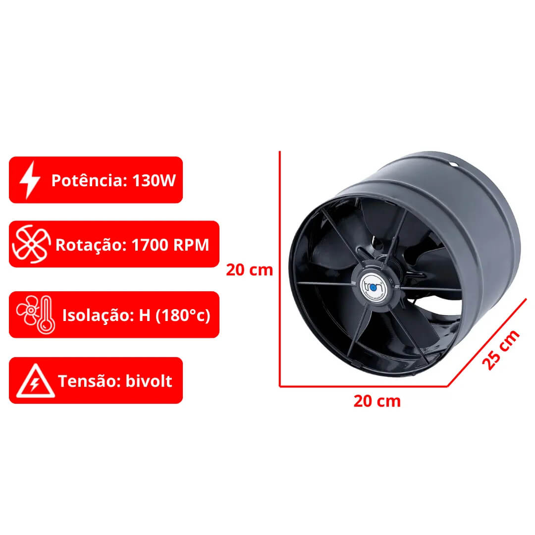 Ventilador e Exaustor Axial 20 Cm Bivolt Tron