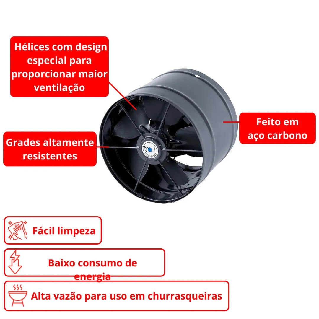 Ventilador e Exaustor Axial 20 Cm Bivolt Tron