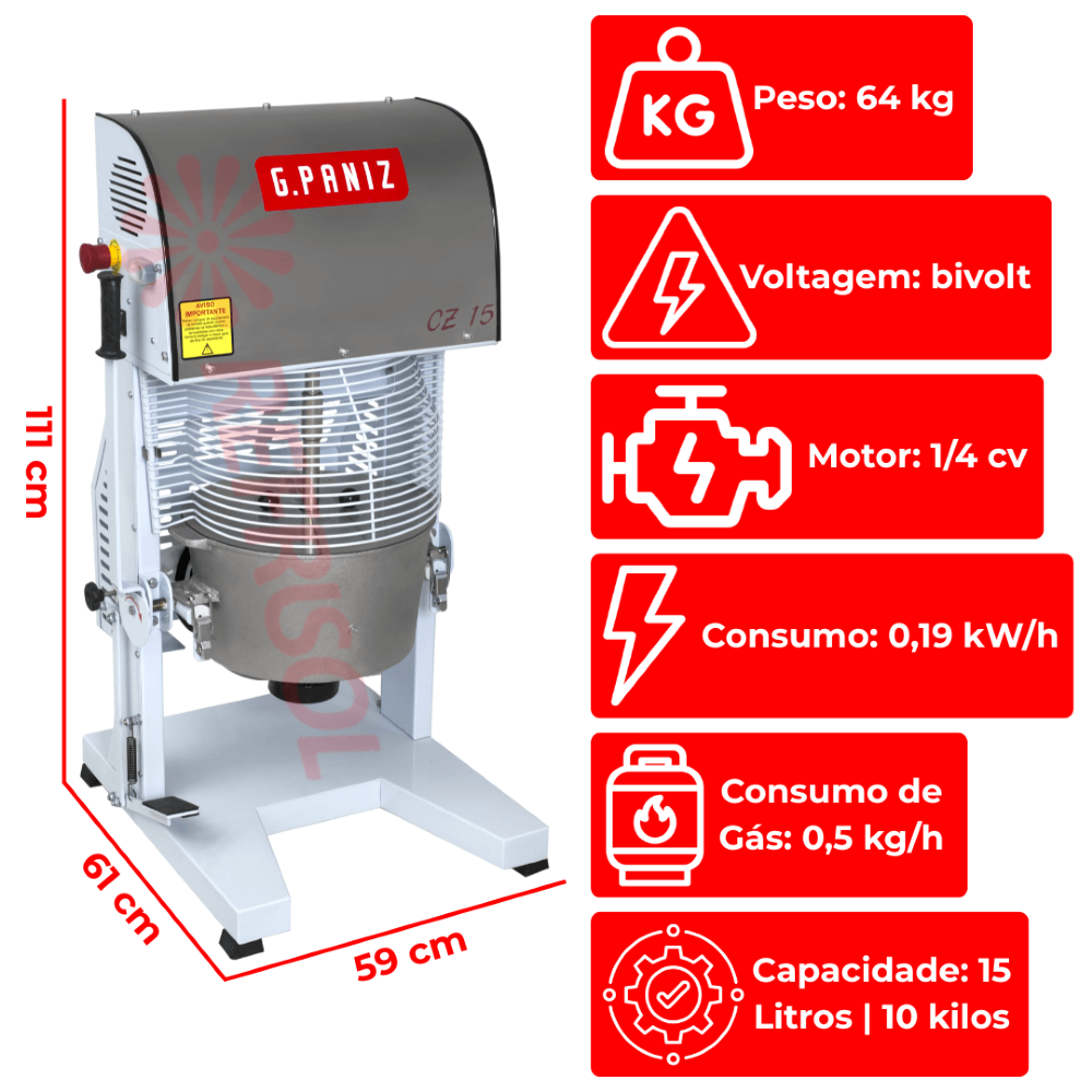 Misturador Industrial Cozerella CZ 15 Epóxi Bivolt G Paniz