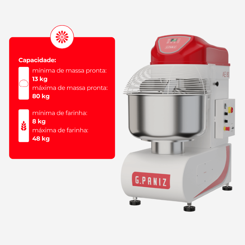 Amassadeira Espiral 80 kg AE 80 G2 2 Velocidades Epóxi 220v